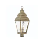Livex Lighting Exeter 2606-01 3-Lights 180W Antique Brass Outdoor Post Top Lantern