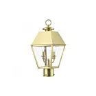 Livex Lighting Wentworth 27216-08 2-Lights 120W Natural Brass Outdoor Post Top Lantern