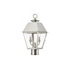Livex Lighting Wentworth 27216-91 2-Lights 120W Brushed Nickel Outdoor Post Top Lantern