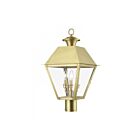 Livex Lighting Wentworth 27219-08 3-Lights 180W Natural Brass Outdoor Post Top Lantern