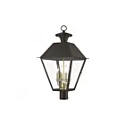 Livex Lighting Wentworth 27223-07 4-Lights 240W Bronze with Antique Brass Finish Cluster Outdoor Post Top Lantern
