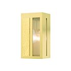 Livex Lighting 27411-12 Lafayette 1-light 60W Satin Brass with Hammered Polished Brass Panels Outdoor Wall Lantern