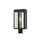 Livex Lighting Lafayette 27416-04 1-Light 100W Black with Hammered Brushed Nickel Panels Outdoor Post Top Lantern