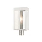Livex Lighting Lafayette 27416-91 1-Light 100W Brushed Nickel with Hammered Polished Nickel Panels Outdoor Post Top Lantern