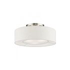 Livex Lighting Ellsworth 40143-91 3-Lights 120W Brushed Nickel with Shiny White Accents Semi Flush Mount
