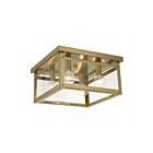 Livex Lighting Milford 4032-01 4-Lights 160W Antique Brass Flush Mount
