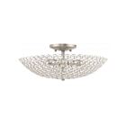 Livex Lighting Cassandra 40446-91 3-Lights 180W Brushed Nickel Semi Flush Mount
