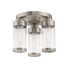 Livex Lighting Hillcrest 40474-91 3-Lights 180W Brushed Nickel Semi Flush Mount