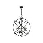 Livex Lighting 40905-04 Aria 5-Lights 300W Black with Satin Nickel Candles Chandelier