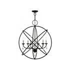 Livex Lighting 40906-04 Aria 6-Lights 360W Black with Brushed Nickel Finish Candles Chandelier