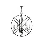 Livex Lighting 40909-04 Aria 12-Lights 720W Black with Brushed Nickel Finish Candles Chandelier