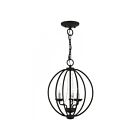 Livex Lighting 40913-04 Arabella 3-Lights 180W Black with Brushed Nickel Finish Candles Convertible Semi Flush Mount or Chandelier