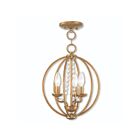 Livex Lighting 40913-48 Arabella 3-Lights 180W Antique Gold Leaf Convertible Semi Flush Mount or Chandelier