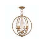 Livex Lighting 40914-48 Arabella 4-Lights 240W Antique Gold Leaf Convertible Semi Flush Mount or Chandelier