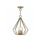 Livex Lighting 40923-01 Prism 3-Lights 180W Antique Brass Convertible Semi Flush Mount or Pendant