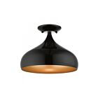 Livex Lighting Amador 41050-68 1-Light 40W Shiny Black with Polished Chrome Accents Semi Flush Mount