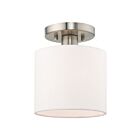 Livex Lighting Meridian 41094-91 1-Light 60W Brushed Nickel Semi Flush Mount