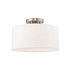 Livex Lighting Meridian 41097-91 1-Light 60W Brushed Nickel Semi Flush Mount