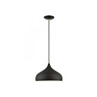 Livex Lighting 41172-14 Amador 1-Light 60W Textured Black with Antique Brass Accents Pendant
