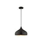 Livex Lighting 41172-68 Amador 1-Light 60W Shiny Black with Polished Chrome Accents Pendant