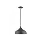 Livex Lighting 41172-96 Amador 1-Light 60W Shiny Dark Gray with Polished Chrome Accents Pendant