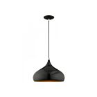 Livex Lighting 41173-68 Amador 1-Light 60W Shiny Black with Polished Chrome Accents Pendant