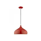 Livex Lighting 41173-72 Amador 1-Light 60W Shiny Red with Polished Chrome Accents Pendant