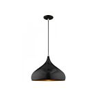 Livex Lighting 41174-68 Amador 1-Light 60W Shiny Black with Polished Chrome Accents Pendant