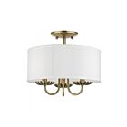 Livex Lighting Brookdale 42987-01 3-Lights 120W Antique Brass Semi Flush Mount