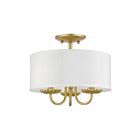 Livex Lighting Brookdale 42987-33 3-Lights 120W Soft Gold Semi Flush Mount