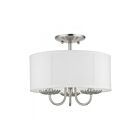 Livex Lighting Brookdale 42987-91 3-Lights 120W Brushed Nickel Semi Flush Mount