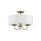 Livex Lighting Brookdale 42989-01 3-Lights 120W Antique Brass Semi Flush Mount