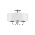 Livex Lighting Brookdale 42989-91 3-Lights 120W Brushed Nickel Semi Flush Mount