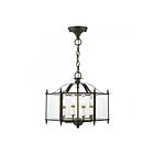Livex Lighting 4398-92 Livingston 4-Lights 240W English Bronze with Antique Brass Accents Convertible Semi-Flush Mount or Pendant