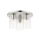 Livex Lighting Zurich 45472-91 3-Lights 120W Brushed Nickel Flush Mount