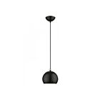 Livex Lighting 45481-68 Stockton 1-Light 60W Shiny Black with Polished Chrome Accents Pendant