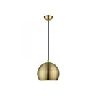 Livex Lighting 45482-01 Stockton 1-Light 60W Antique Brass with Polished Brass Accents Pendant