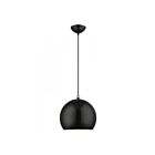 Livex Lighting 45482-68 Stockton 1-Light 60W Shiny Black with Polished Chrome Accents Pendant