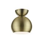 Livex Lighting Stockton 45487-01 1-Light 60W Antique Brass Semi Flush Mount
