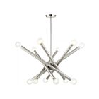 Livex Lighting 45586-91 Stafford 12-Lights 720W Brushed Nickel with Black Chrome Accents Chandelier