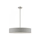 Livex Lighting 46145-91 Elmhurst 5-Lights 200W Brushed Nickel with Shiny White Accents Pendant