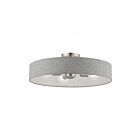 Livex Lighting Elmhurst 46148-91 4-Lights 160W Brushed Nickel with Shiny White Accents Semi Flush Mount