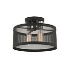 Livex Lighting Industro 46217-04 2-Lights 120W Black with Brushed Nickel Accents Semi Flush Mount
