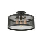 Livex Lighting Industro 46218-04 3-Lights 180W Black with Brushed Nickel Accents Semi Flush Mount