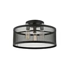 Livex Lighting Industro 46219-04 3-Lights 180W Black with Brushed Nickel Accents Semi Flush Mount