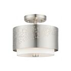 Livex Lighting Noria 46267-91 2-Lights 80W Brushed Nickel Semi Flush Mount