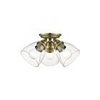 Livex Lighting Montgomery 46339-01 3-Lights 300W Antique Brass Semi Flush Mount