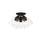 Livex Lighting Montgomery 46339-07 3-Lights 300W Bronze Semi Flush Mount