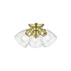 Livex Lighting Montgomery 46339-12 3-Lights 300W Satin Brass Semi Flush Mount