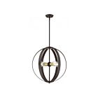 Livex Lighting 46415-91 Modesto 4-Lights 240W Brushed Nickel with Black Accents Chandelier